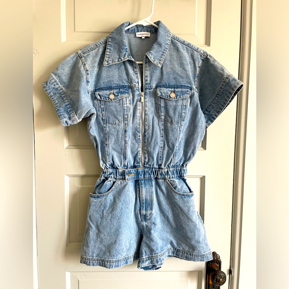 Denim WeWoreWhat romper